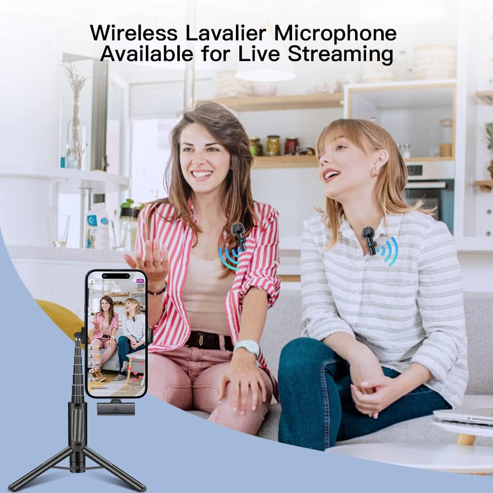 2pcs Lavalier Wireless Microphone for iPhone 15/16/Android Video Recording,Mini Microphone for Game Live Streaming,Interviews,YouTube,TikTok,Vlog