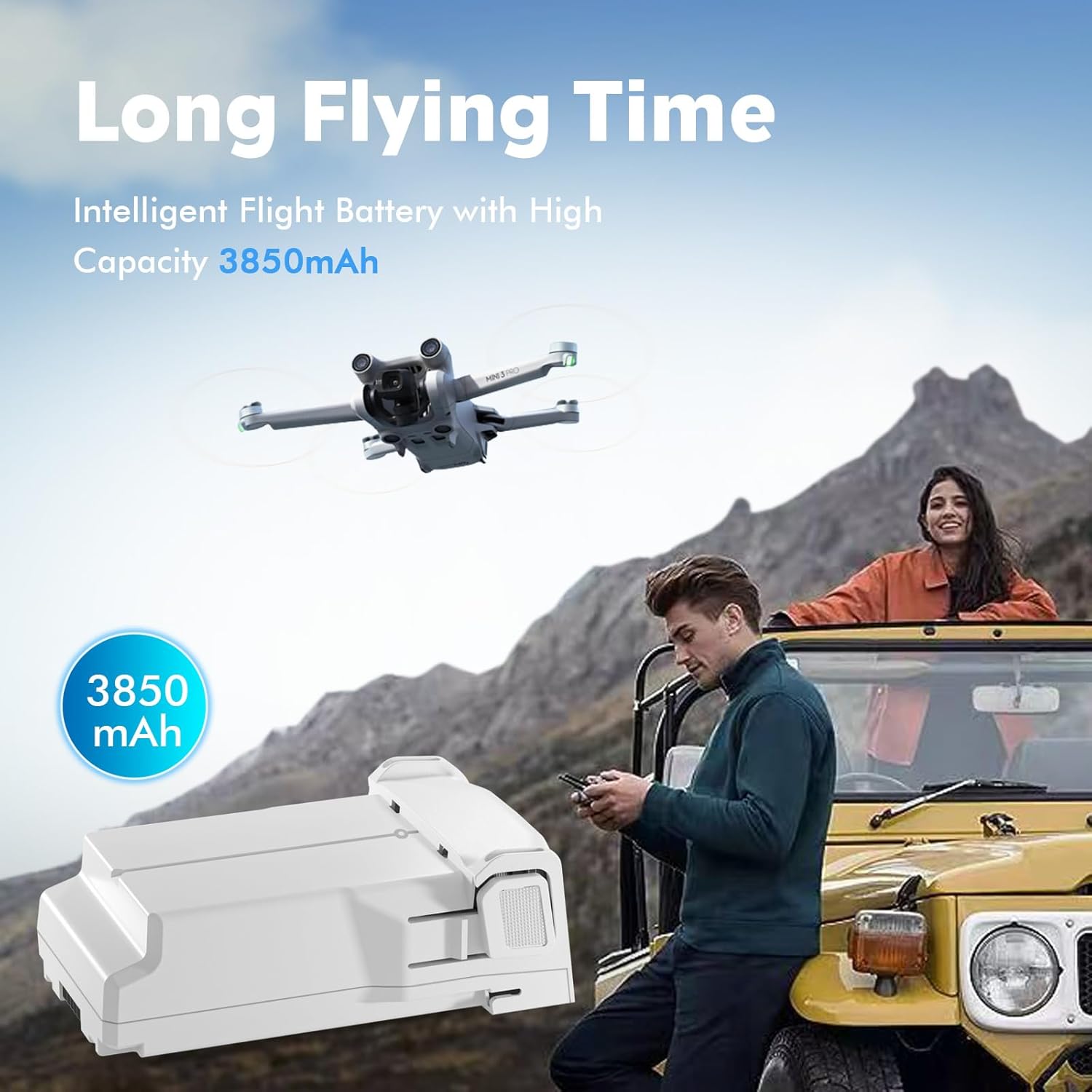 Mini 4 Pro/Mini 3 Pro/Mini 3 Intelligent Flight Battery Plus for DJI Mini 4 Pro/Mini 3/ Mini 3 Pro,3850mAh 47 Mins Flight Time Upgrade 2025
