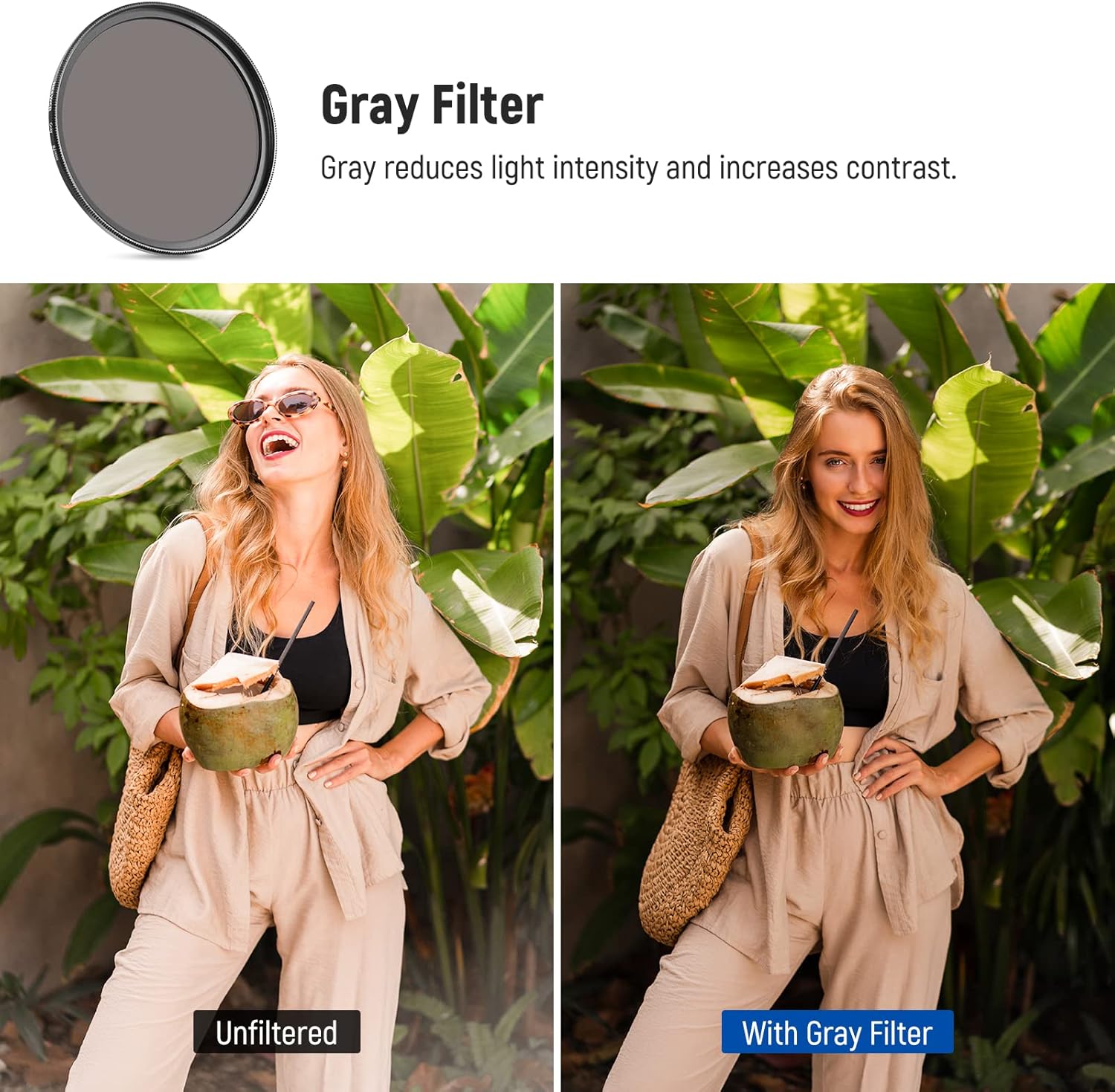 NEEWER 9PCS Full Color Lens Filter Set, 58mm Resin Lens Filters with Red, Orange, Blue, Yellow, Green, Brown, Purple, Pink, Gray Color Available with 2 Pouches, Camera Lens Accessories