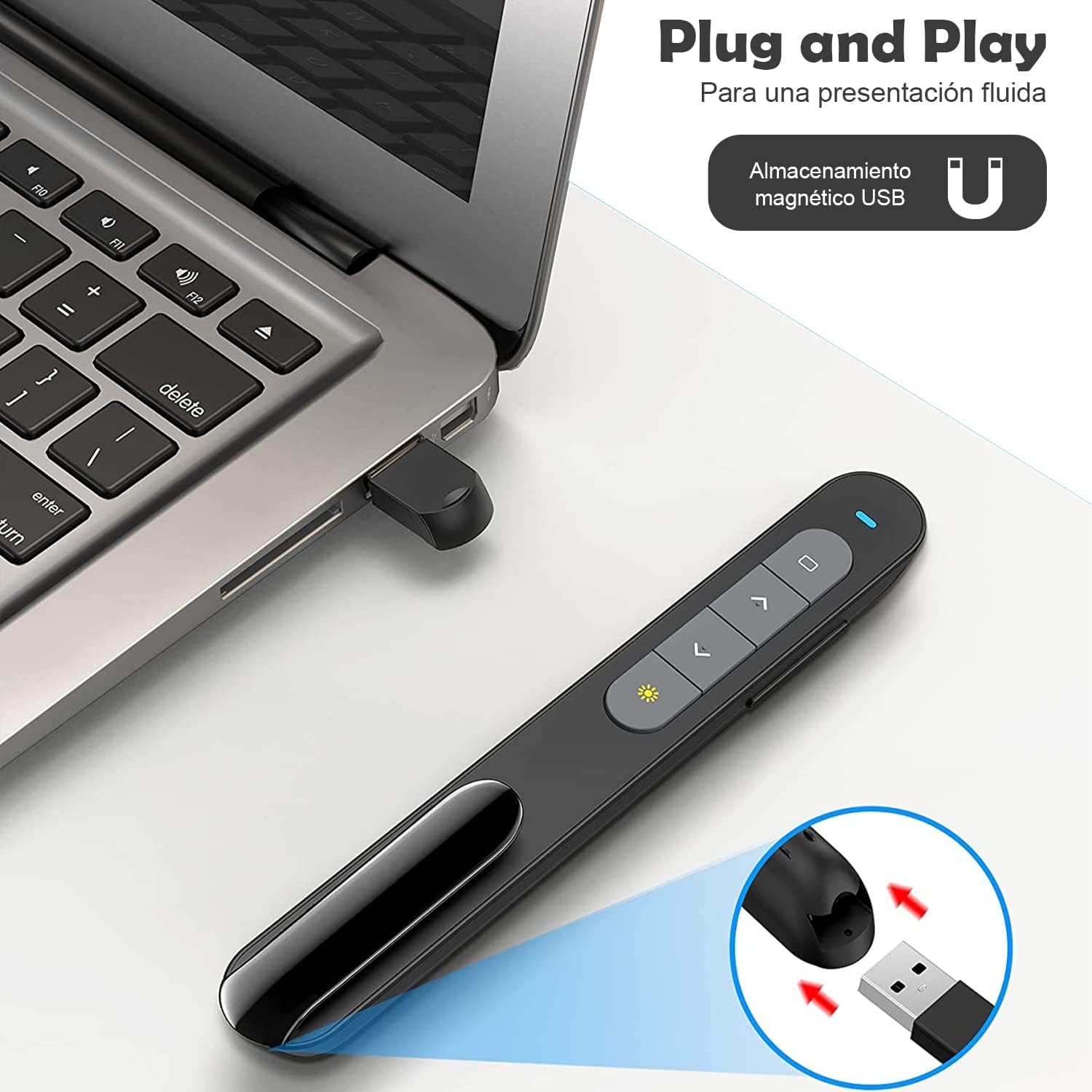 NJA Wireless Presenter, Wireless Slideshow Presenter, USB Charging, Hyperlink Support, Volume Control, PowerPoint Remote Control, for Windows, Mac Os, Andorid, Linux - NJ Accessory/Buy Direct & Save