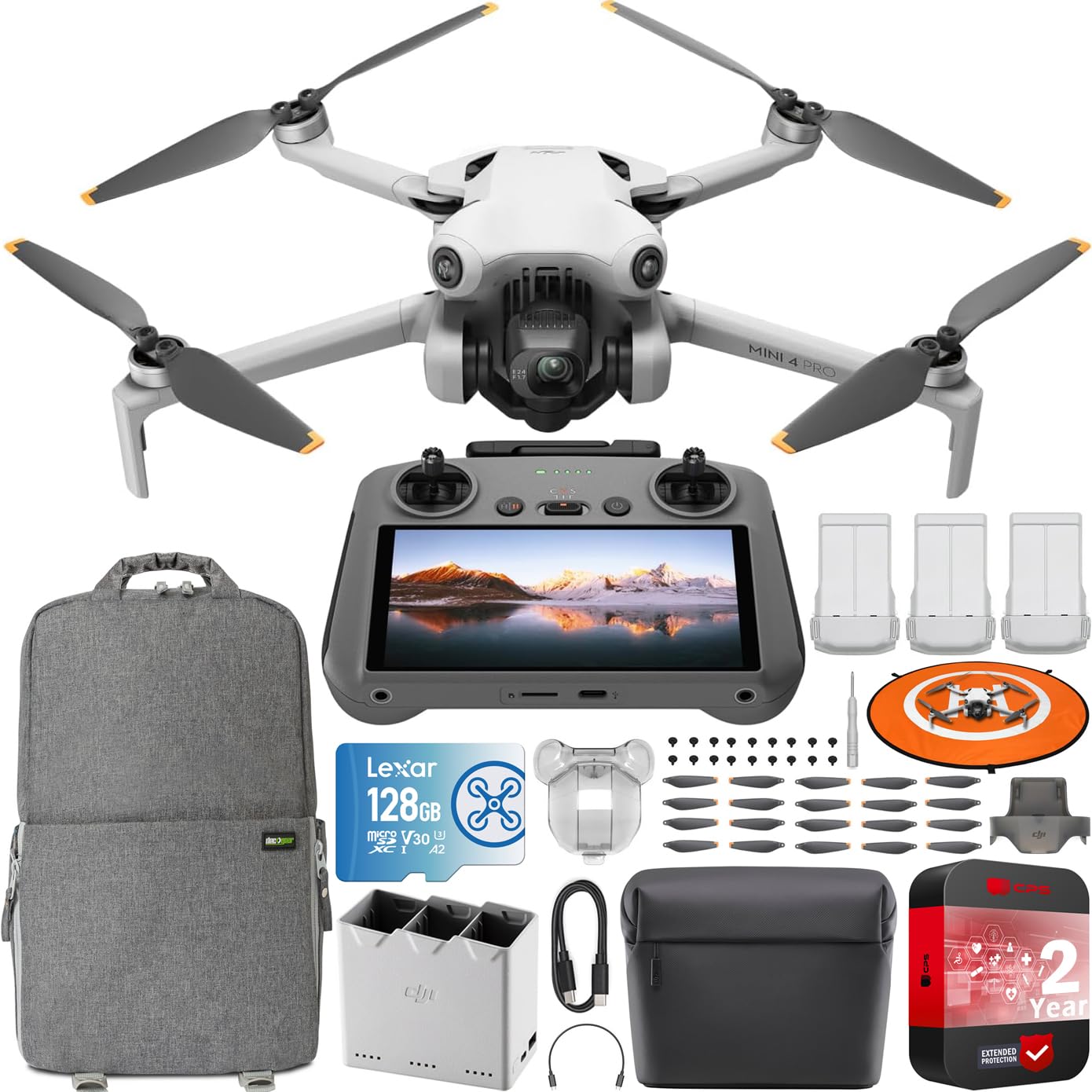 DJI Mini 4 Pro Folding Drone with RC 2 Remote Fly More Combo Plus, 4K HDR Video Camera for Adults, Under 249g,Omnidirectional Sensing, 3 Plus Batteries Bundle with Deco Gear Accessories - Buy Direct & Save