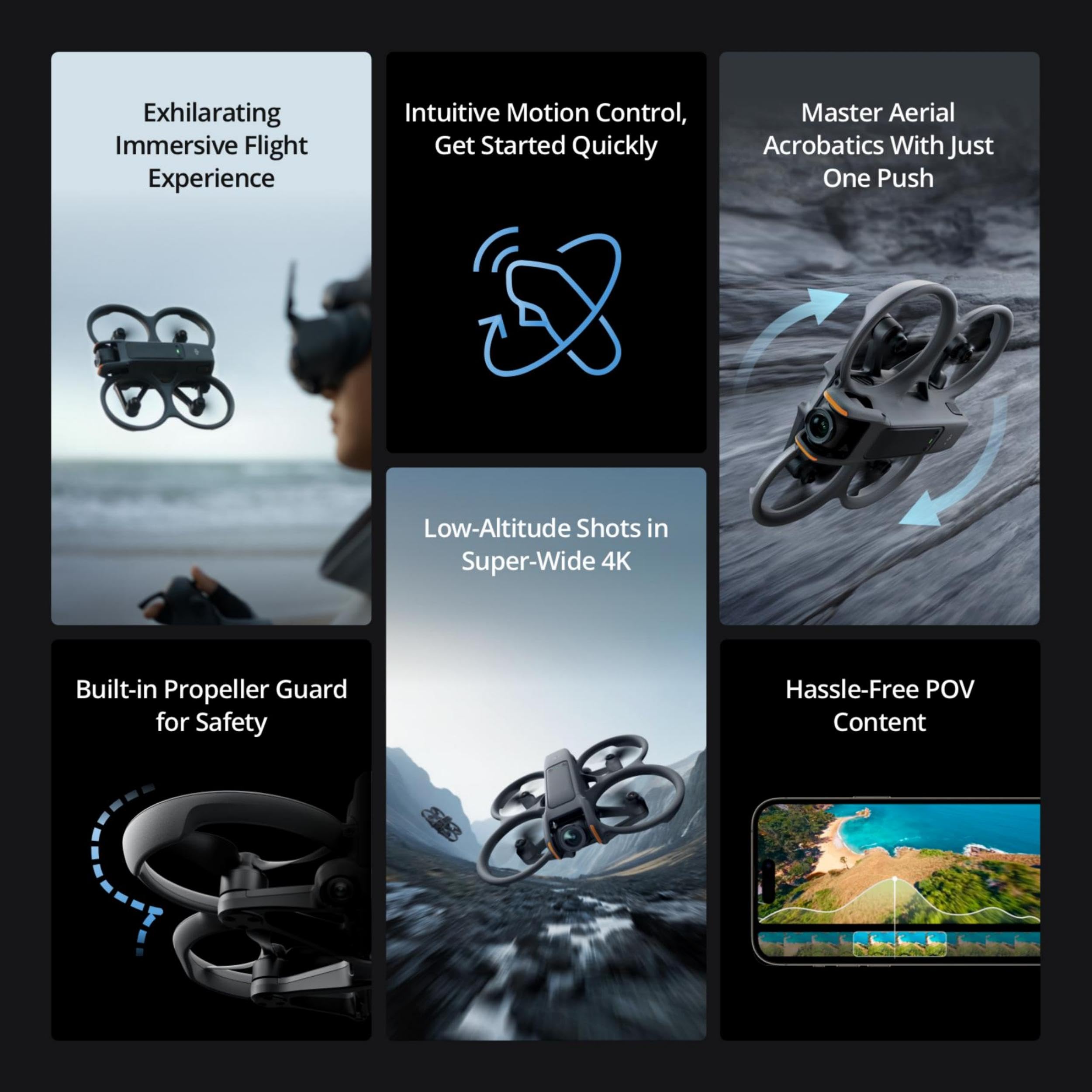 DJI Avata 2 Fly More Combo (1 Battery), FPV Drones with Camera for Adults 4K, Immersive Experience, Built-in Propeller Guard, Easy Flip/Roll, FAA Remote ID Compliant, POV Content Drone, Black - Buy Direct & Save