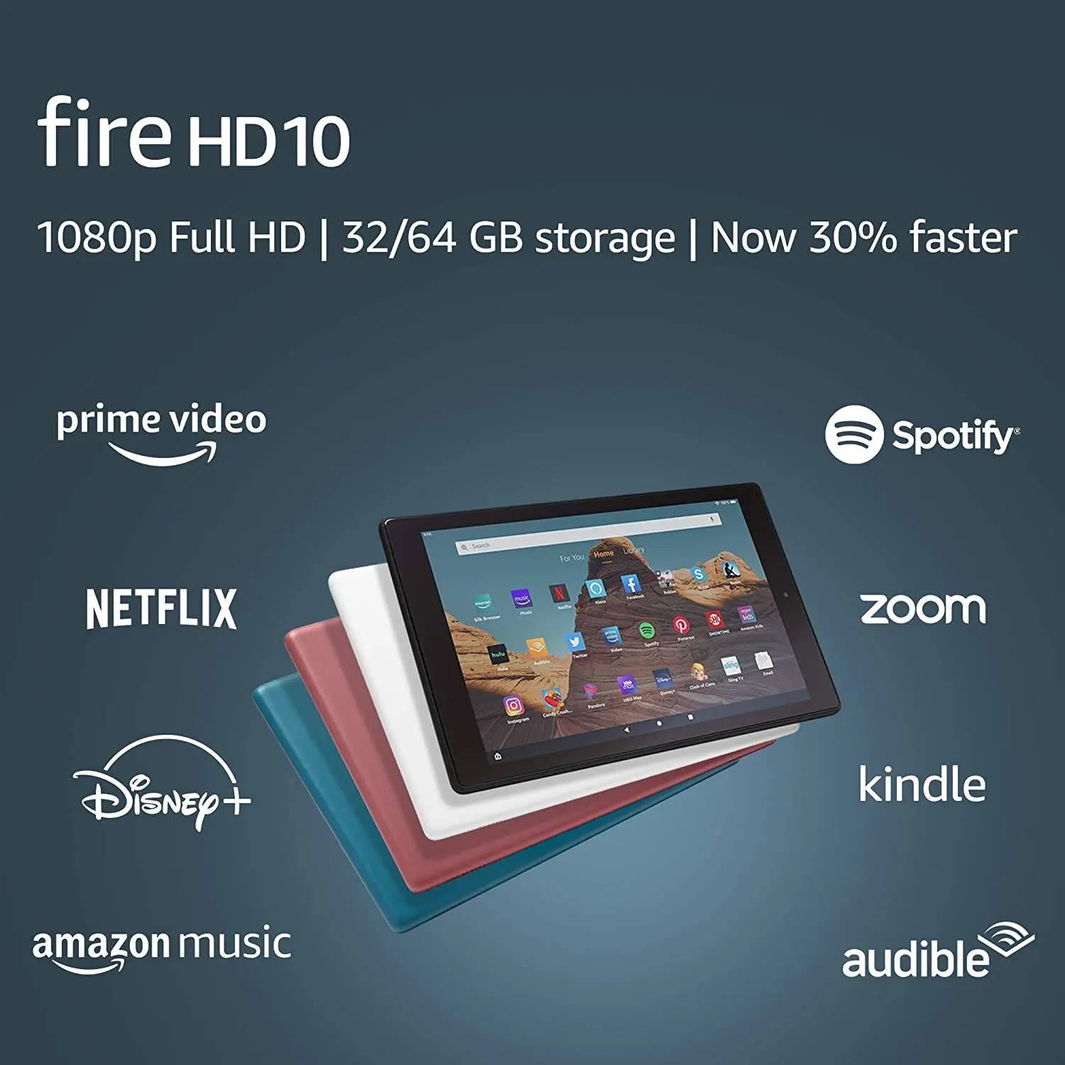 Fire HD 10 Tablet (10.1" 1080p full HD display, 64 GB) White (2019 Release)