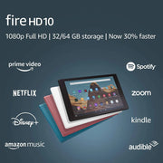 Fire HD 10 Tablet (10.1" 1080p full HD display, 64 GB) White (2019 Release)