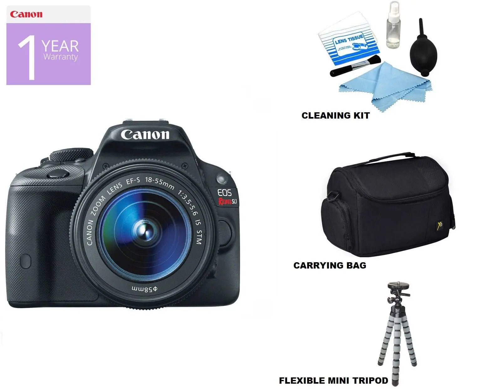 Canon EOS Rebel SL1/250D (SL3) DSLR Camera w/Canon 18-55mm IS STM Lens USA Bundle