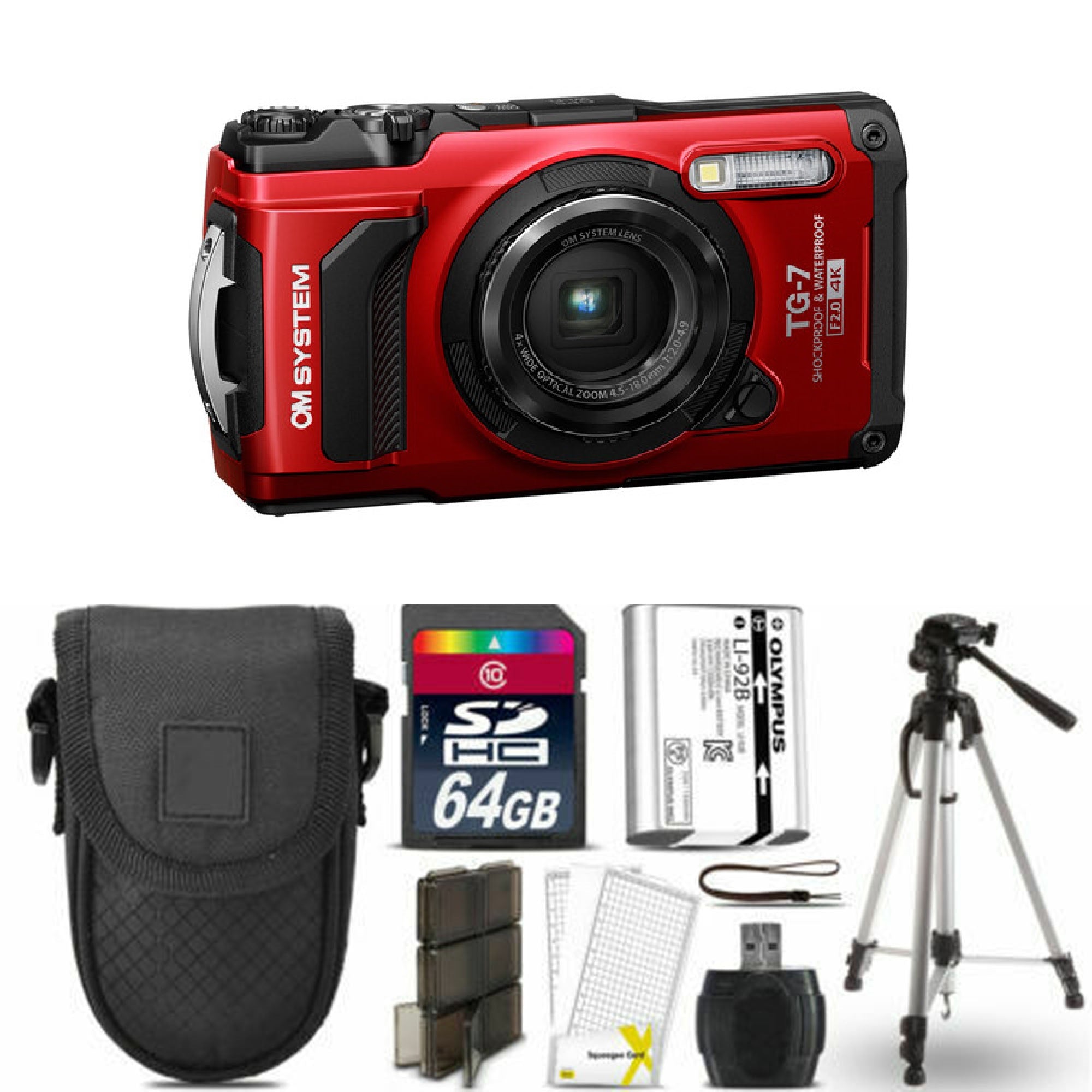 Olympus OM SYSTEM Tough TG-7 Digital Camera Tripod Bundle