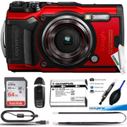 Olympus Tough TG-6 Digital Camera (Red) - With 64GB Basic Bundle