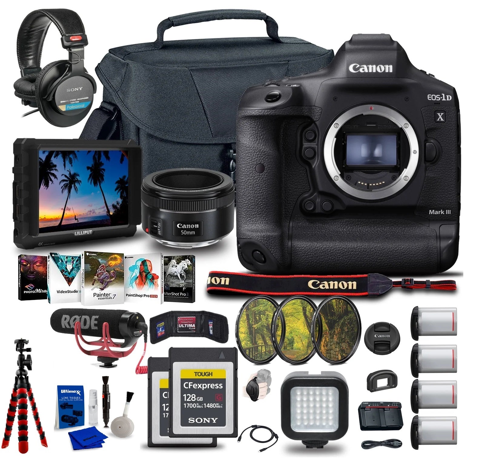 Canon EOS-1D X Mark III DSLR Camera (Body Only) Ultimate Bundle With 4K Monitor + 2 x Sony 128GB CFexpress + More - Buy Direct & Save