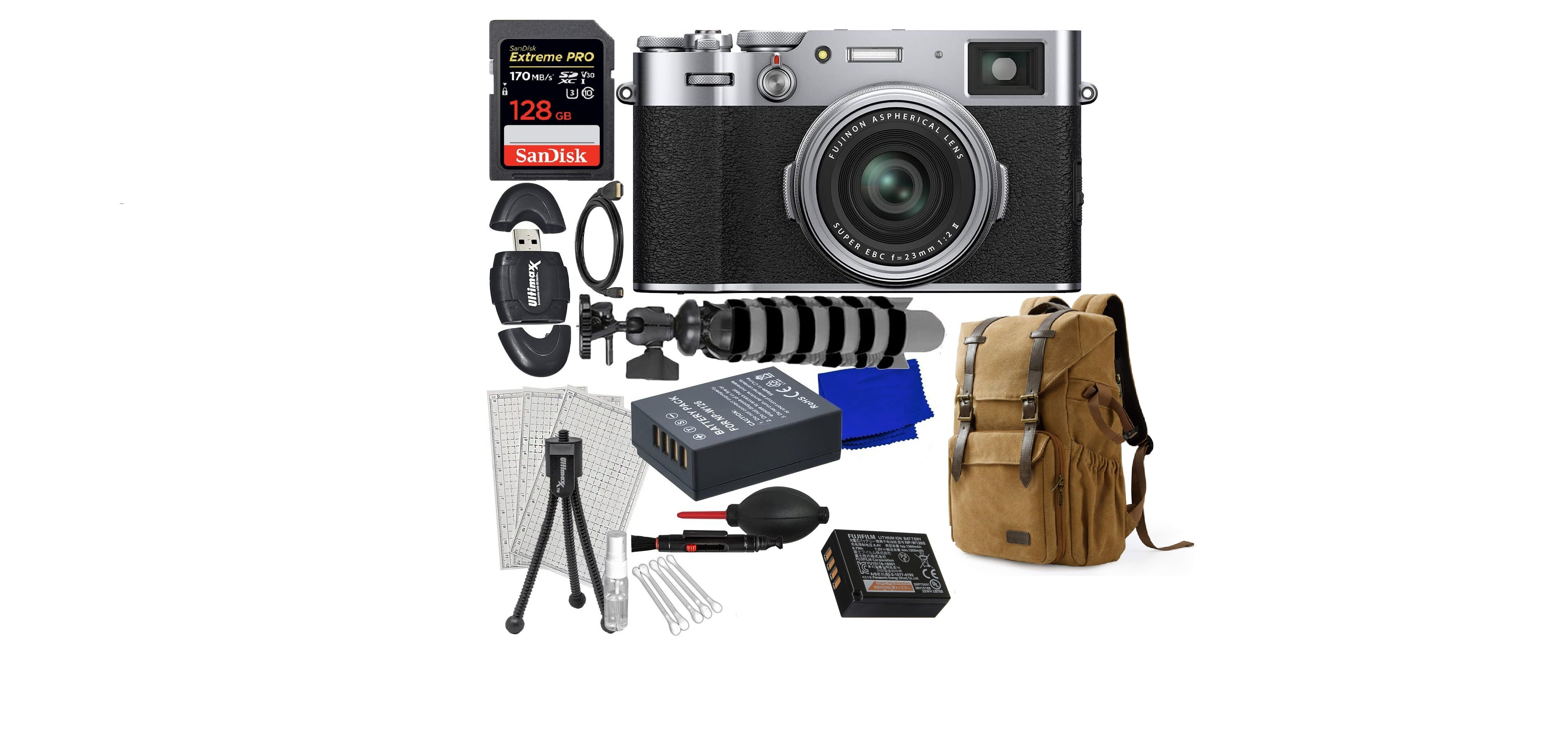 FUJIFILM X100Vi Digital Camera (Silver/Black) - 13PC Accessory Bundle W/ 2 Battery - NJ Accessory/Buy Direct & Save