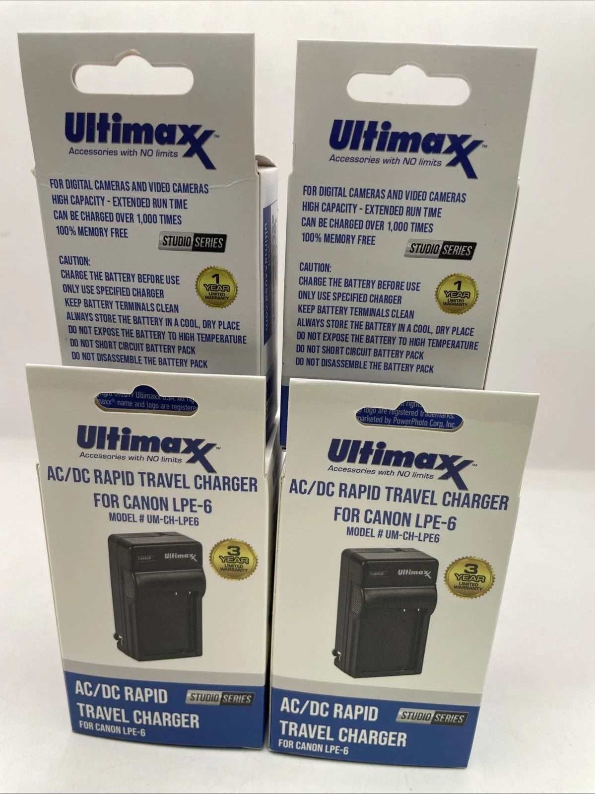 🔋 2× Ultimaxx LP-E6 Lithium-Ion Batteries (Model # UM-BT-LPE6) + 2× AC/DC Rapid Travel Chargers (Model # UM-CH-LPE6)